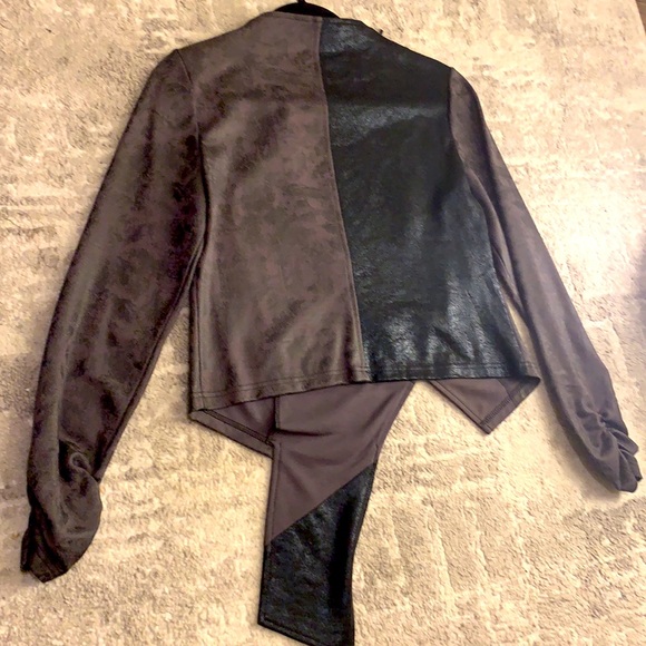 TWO TONE DOUBLE ZIP UP BLACK JACKET - Picture 6 of 6